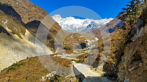 Kedarnath Temple trek route in Indian Himalayas, Uttarakhand, India photo